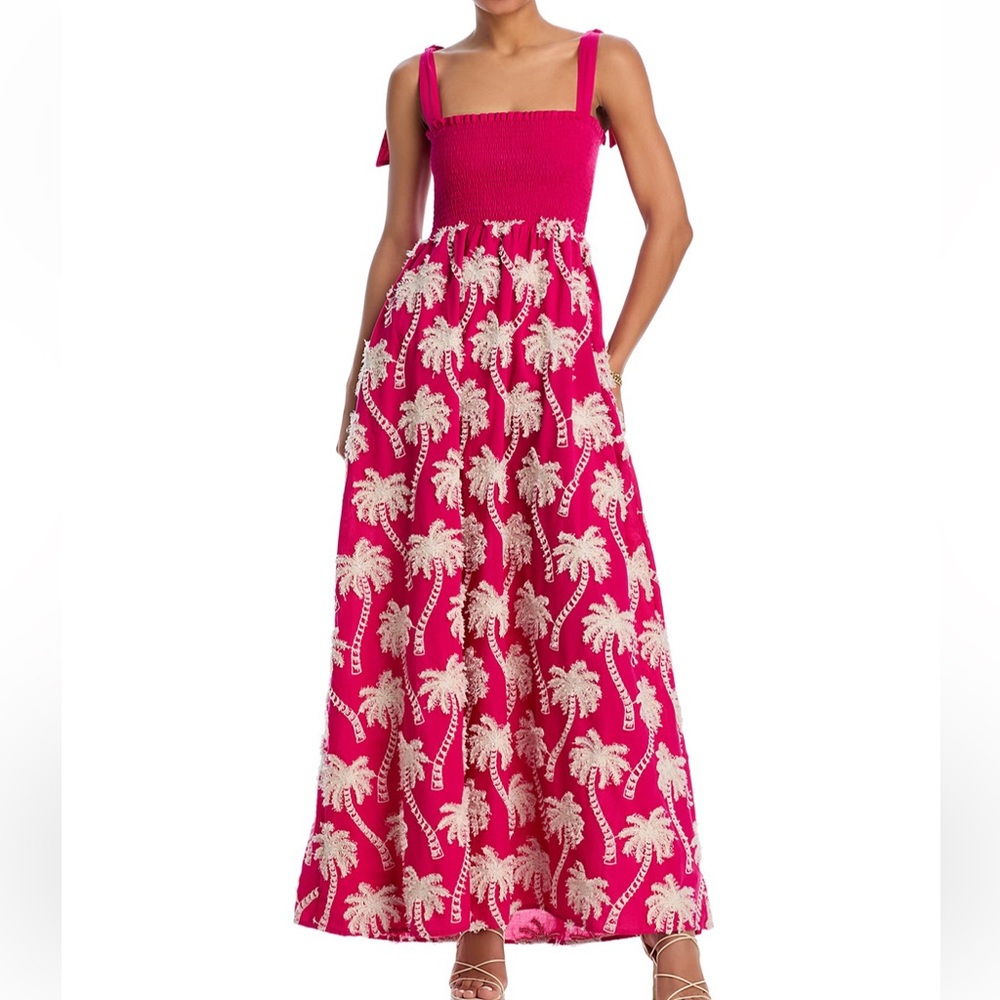 Agua Bendita Agata Palms Tropical Pink Maxi Dress Small